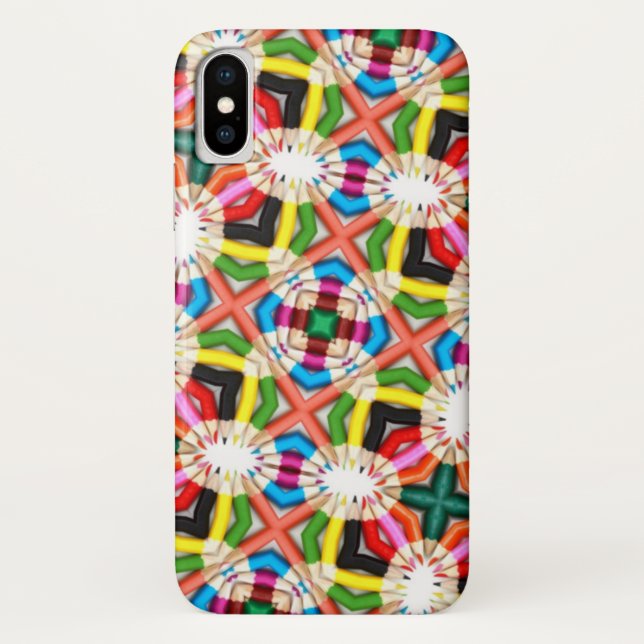 Fun Bright Colourful Kaleidoscope Cross Pattern Case-Mate iPhone Case (Back)