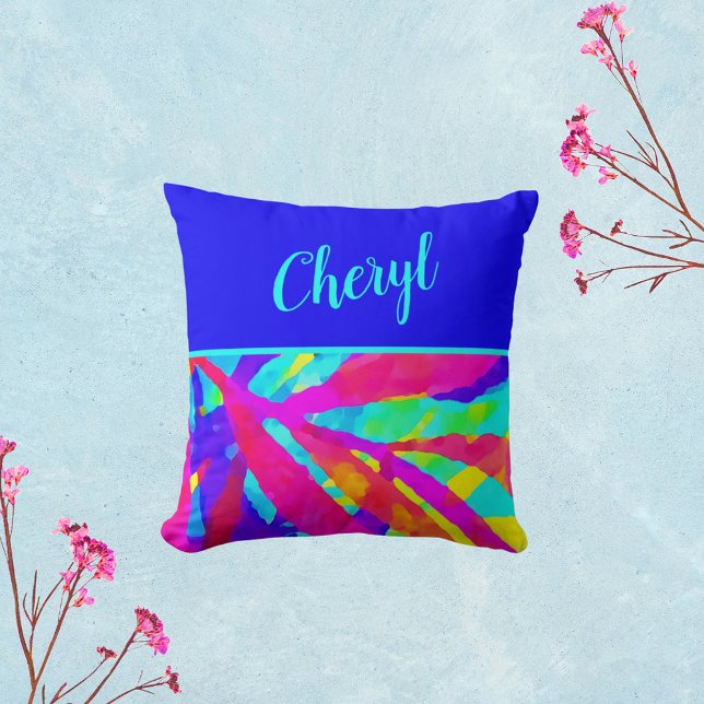 Fun Bright Colourful Modern Personalized Throw Pillow (Creator Uploaded)