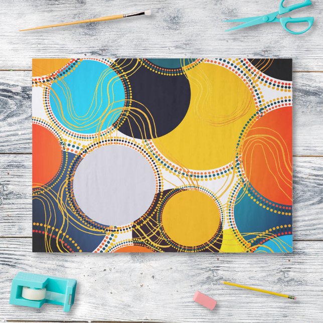 Fun Bright Colourful Retro Circle Abstract Tissue Paper (Creator Uploaded)