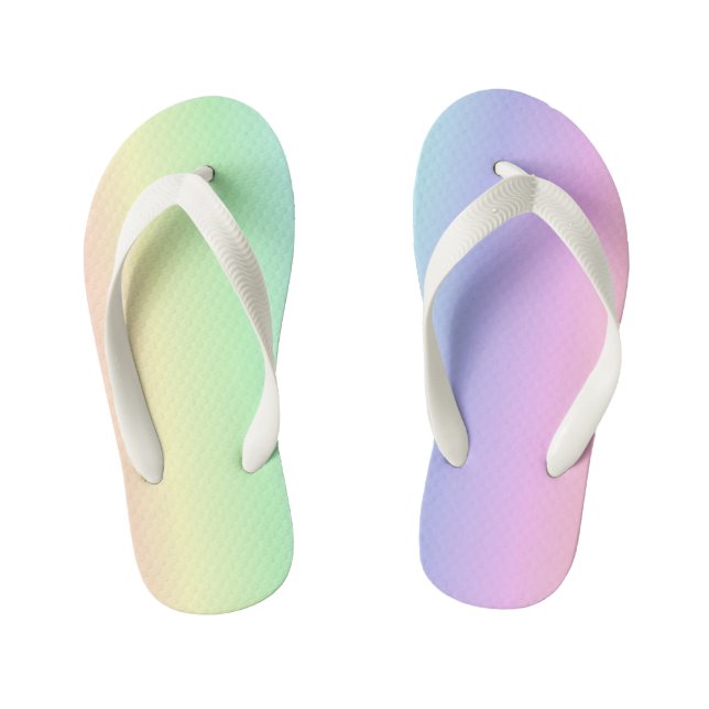 Fun Bright Cute Colourful Rainbow Pink Yellow Gree Kid's Flip Flops (Footbed)