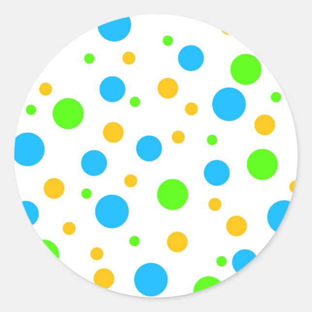 Fun Bright Dots Classic Round Sticker (Front)