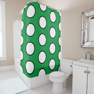 Fun Bright Green Tiled Black White Bold Circles