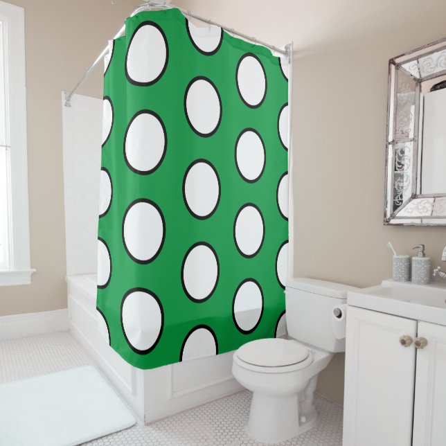 Fun Bright Green Tiled Black White Bold Circles (In Situ)