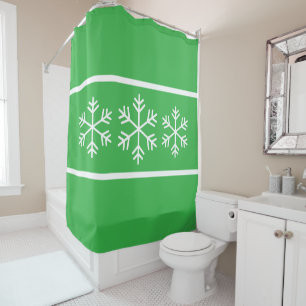 Fun Bright Green White Alpine Snowflakes Stripes