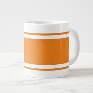 Fun Bright Orange White Vacation Racing Stripes Large Coffee Mug