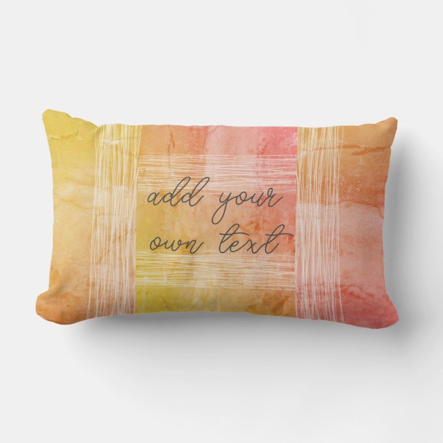 fun bright painted design add  text yellow &  pink lumbar pillow (Front)