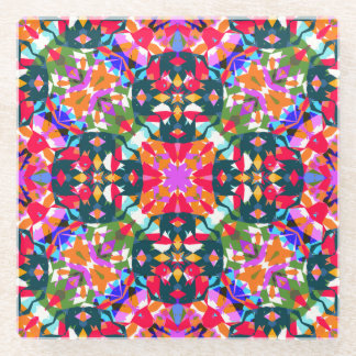 Fun Bright Pattern Modern Eclectic Dopamine Decor  Glass Coaster