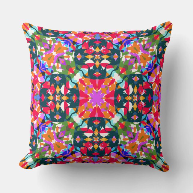 Fun Bright Pattern Modern Eclectic Dopamine Decor  Throw Pillow (Front)