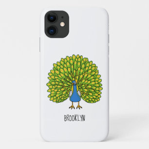 Fun bright peacock bird illustration iPhone 11 case