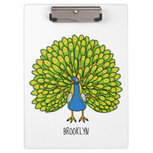 Fun bright peacock bird illustration clipboard