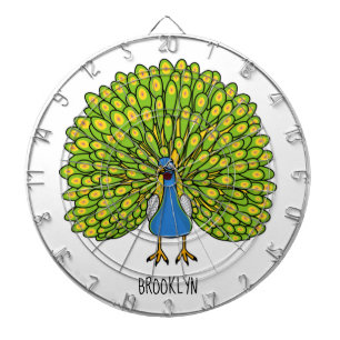 Fun bright peacock bird illustration dartboard