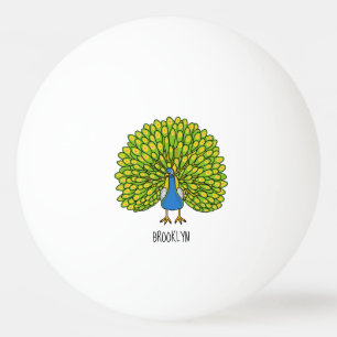 Fun bright peacock bird illustration  ping pong ball