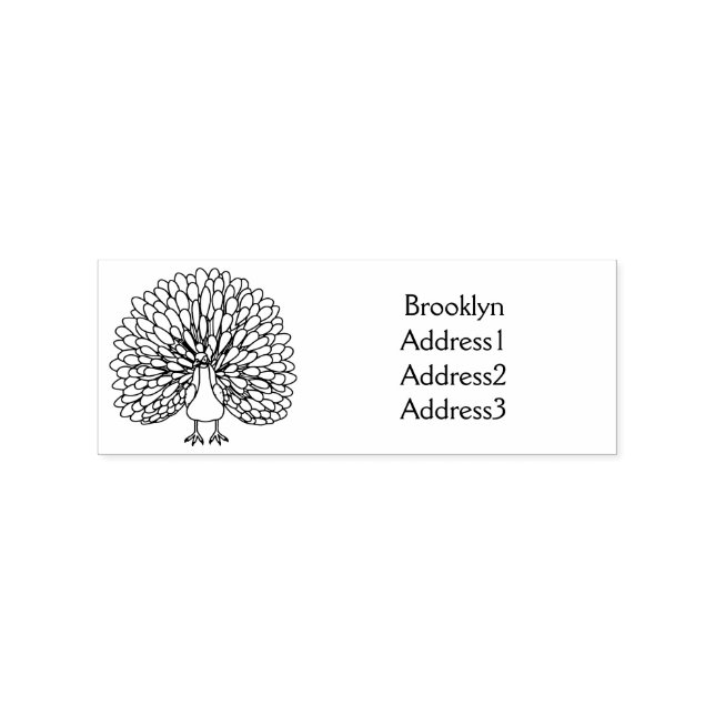 Fun bright peacock bird illustration rubber stamp (Imprint)