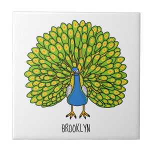 Fun bright peacock bird illustration  tile