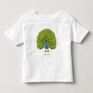 Fun bright peacock bird illustration toddler t-shirt