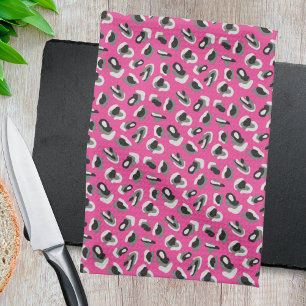 Fun Bright Pink Camo/Animal Print Kitchen Towel