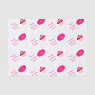 Fun, Bright Pink Cupcake Any Age Birthday Tissue Paper