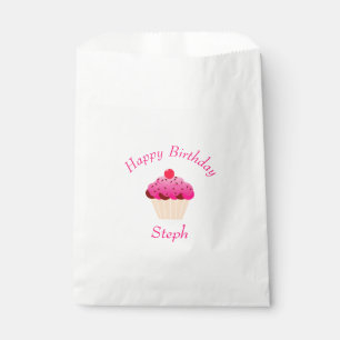 Fun, Bright Pink Cupcake Birthday Party Favour Bag