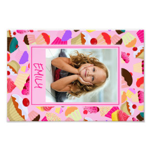 Fun Bright Pink Cupcake – Custom Photo