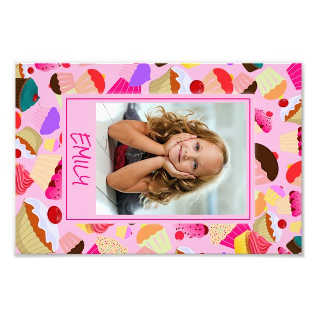 Fun Bright Pink Cupcake – Custom Photo (Front)