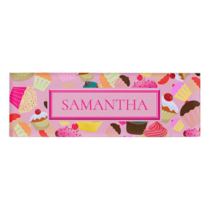 Fun Bright Pink Cupcake - Personalized Name Tag