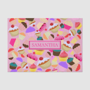 Fun Bright Pink Cupcake - Personalized Tissue Paper
