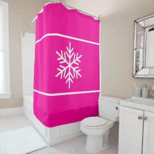Fun Bright Pink White Snowflake Horizontal Stripes