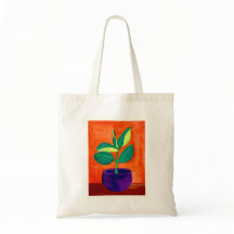 Fun Bright Potted Plant Illustration Tote Bag
