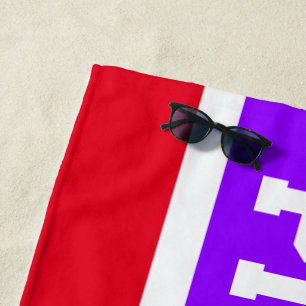 Fun Bright Purple Red PICKLEBALL Racing Stripes   Beach Towel