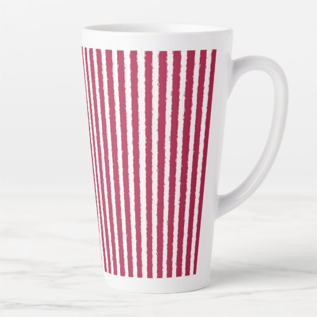 Fun, Bright Red and White Wavy Stripes, Holiday Latte Mug (Right)