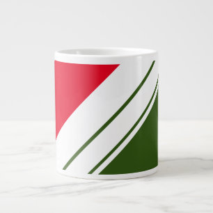 Fun Bright Red Forest Green White Racing Stripes Large Coffee Mug