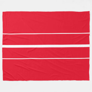 Fun Bright Red Horizontal White Racing Stripes Fleece Blanket