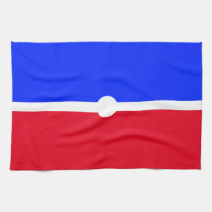 Fun Bright Red Royal Blue Colour Block White Band Kitchen Towel