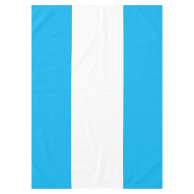 Fun Bright Sky Blue White Wide Nautical Stripes Tablecloth (Front)