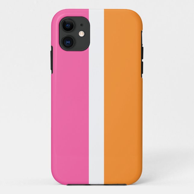 Fun Bright Sleek Pink Orange White Racing Stripes Case-Mate iPhone Case (Back)