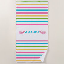 Fun Bright Striped Nautical Beach Towel