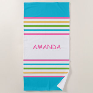 Fun Bright Striped Nautical Beach Towel