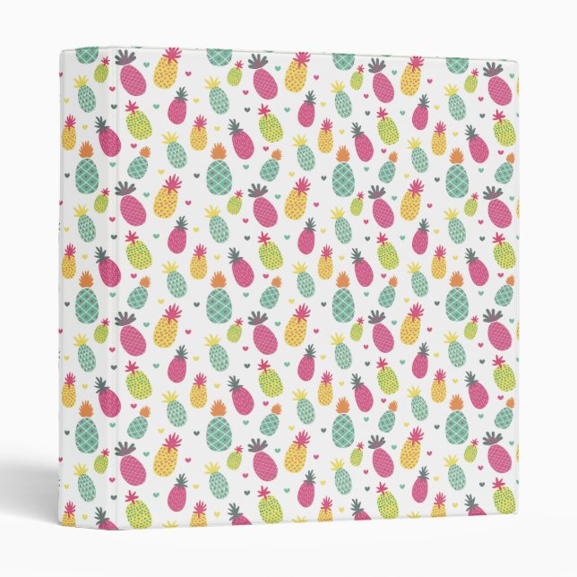 Fun Bright Tropical Pineapple pattern Binder (Front/Spine)