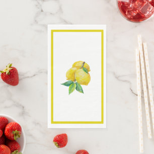 Fun Bright Yellow Lemons and Leaves Paper Napkin