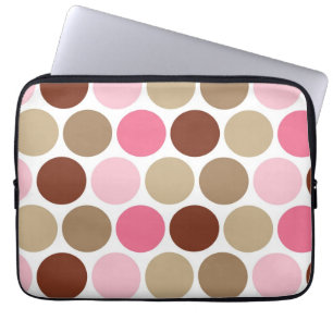 Fun Brown & Pink Polka Dots Pattern Laptop Sleeve