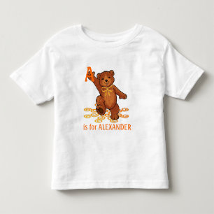 Fun Brown Teddy Bear With Orange Bow Toddler T-shirt