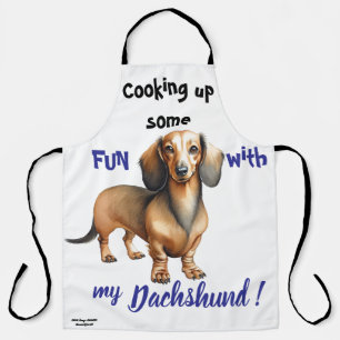 Fun Browns and Blues Cooking Dachshund Apron