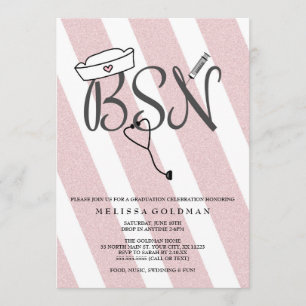 FUN BSN graduation invitations blush rose parties 