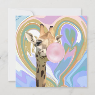 Fun Bubblegum Blowing Giraffe Liquid Swirl Blue