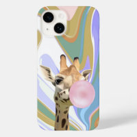 Fun Bubblegum Blowing Giraffe Liquid Swirl Blue