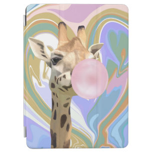 Fun Bubblegum Blowing Giraffe Liquid Swirl Blue iPad Air Cover