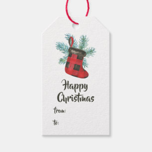 Fun Buffalo Plaid Lumberjack Bear Christmas Gift Tags
