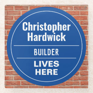 Fun Builder Wall Plaque Style Glass Coaster