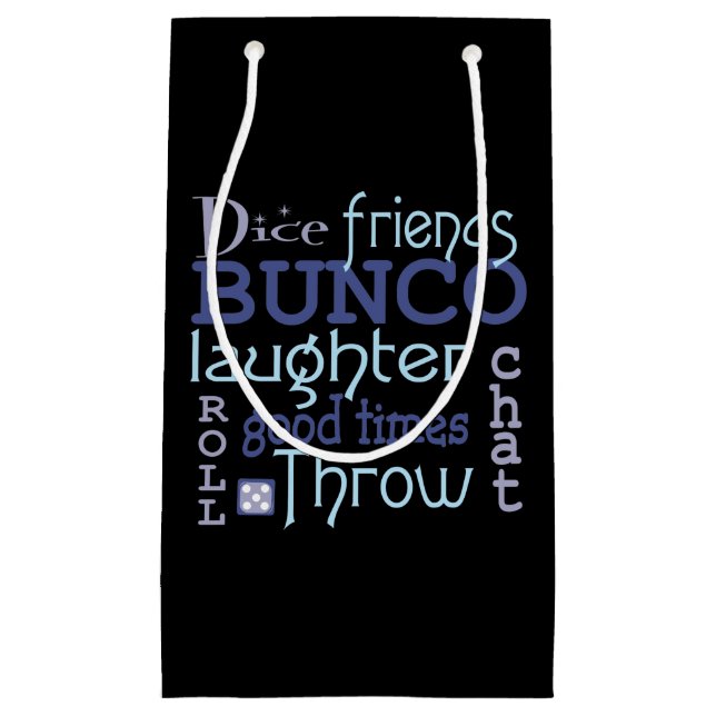 Fun Bunco Subway Art Typography Blue Purple Small Gift Bag (Front)