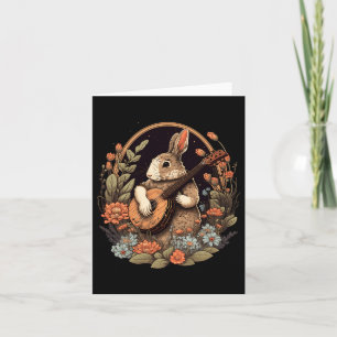Fun Bunny Playing Banjo Guitar Music Rabbit Happy  Card